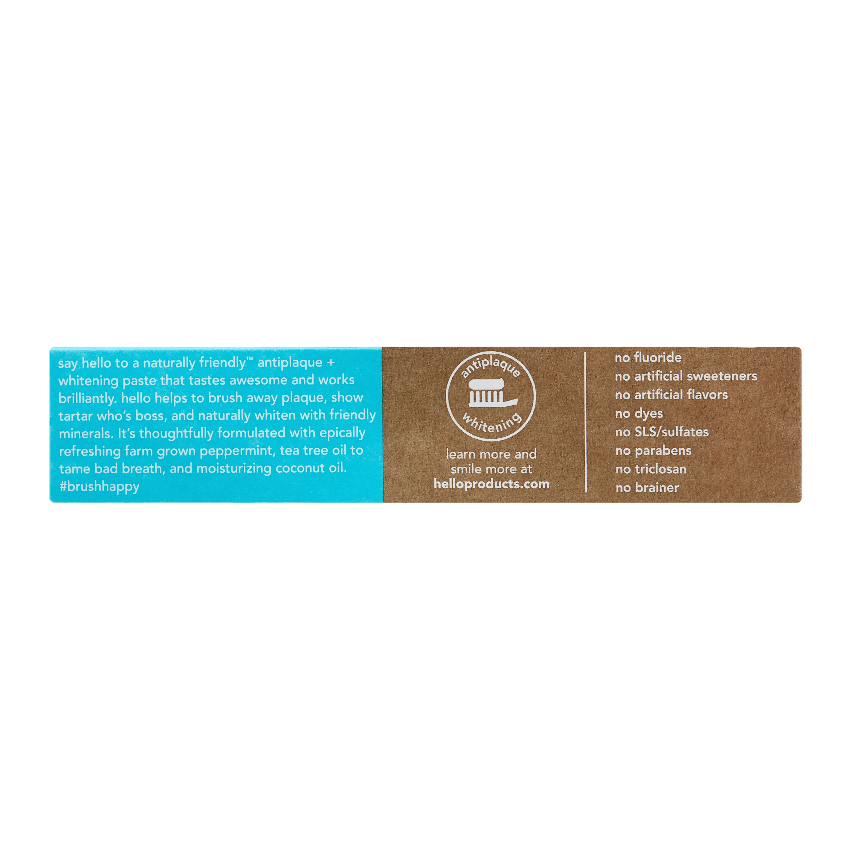 Hello Antiplaque   Whitening Fluoride Free Toothpaste, Natural Peppermint w Tea Tree & Coconut Oil, 4.7 oz