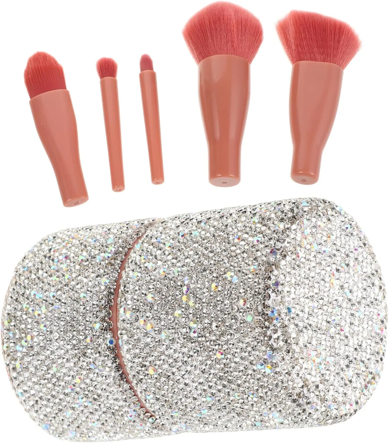 Hemoton 1set Rhinestone Makeup Brush Organizer with Lid Portable Travel Container for Loose Powder Foundation and Lip Brushes for Home Parties Go Makeup Application