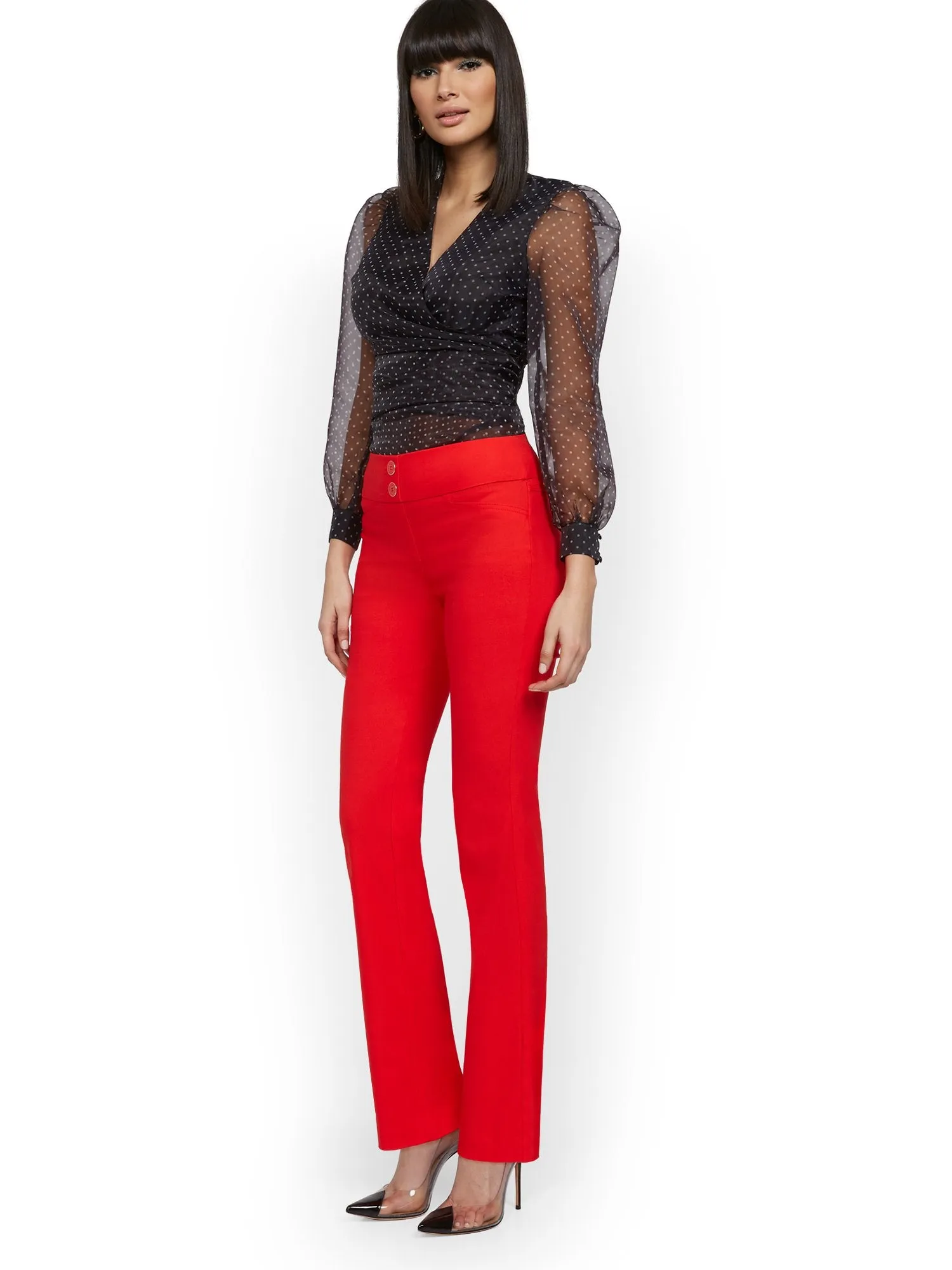 High-Waisted Pull-On Slimming Straight-Leg Pant - 7th Avenue