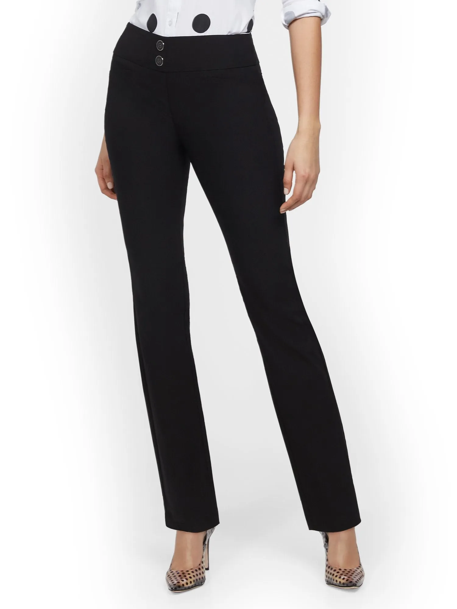High-Waisted Pull-On Slimming Straight-Leg Pant - 7th Avenue