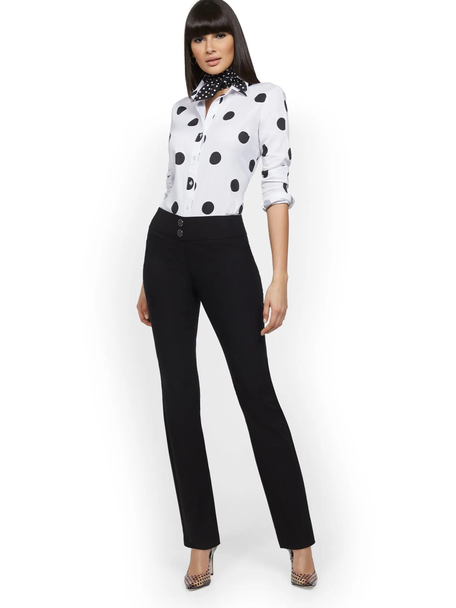 High-Waisted Pull-On Slimming Straight-Leg Pant - 7th Avenue