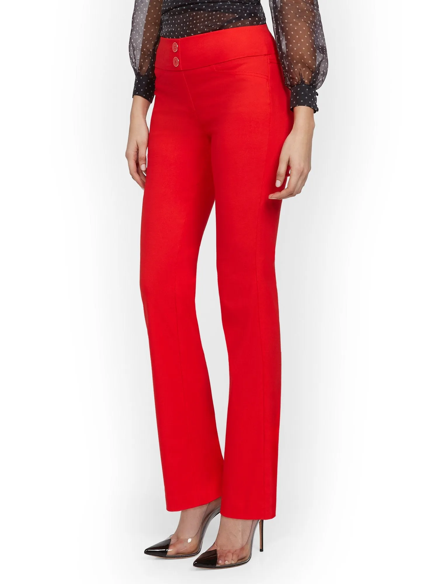 High-Waisted Pull-On Slimming Straight-Leg Pant - 7th Avenue