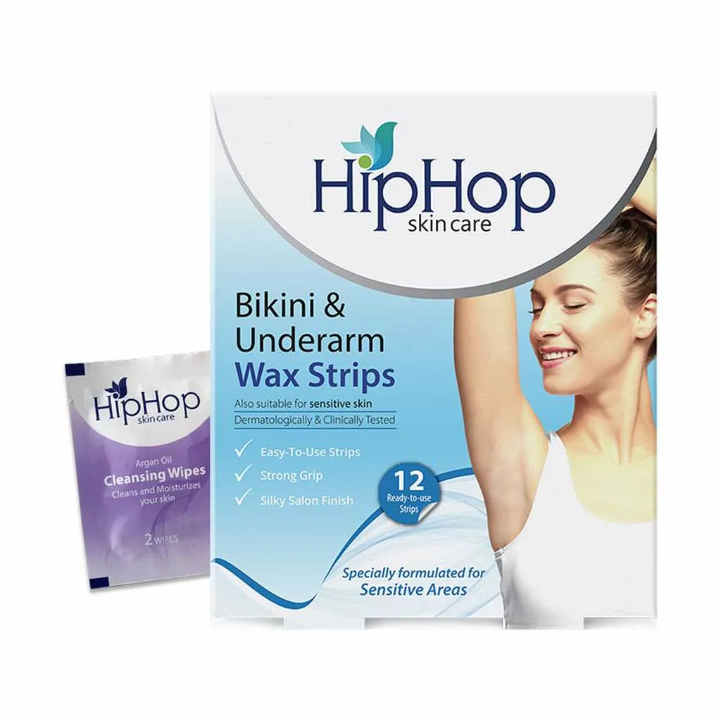HipHop Bikini & Underarm Wax Strips (Argan Oil, 12 Strips)   Hair Removal Cream for Men (60gm)