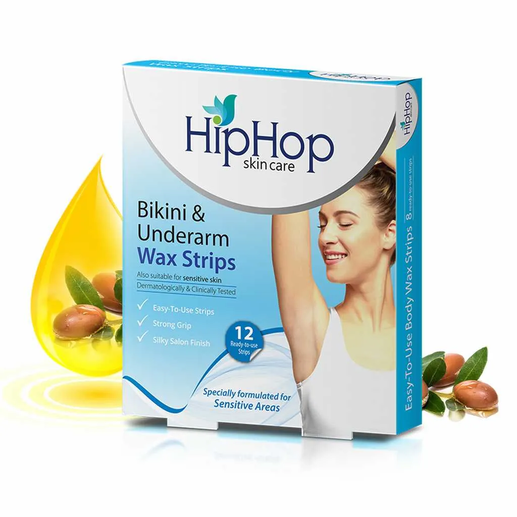 HipHop Bikini & Underarm Wax Strips (Argan Oil, 12 Strips)   Hair Removal Cream for Men (60gm)
