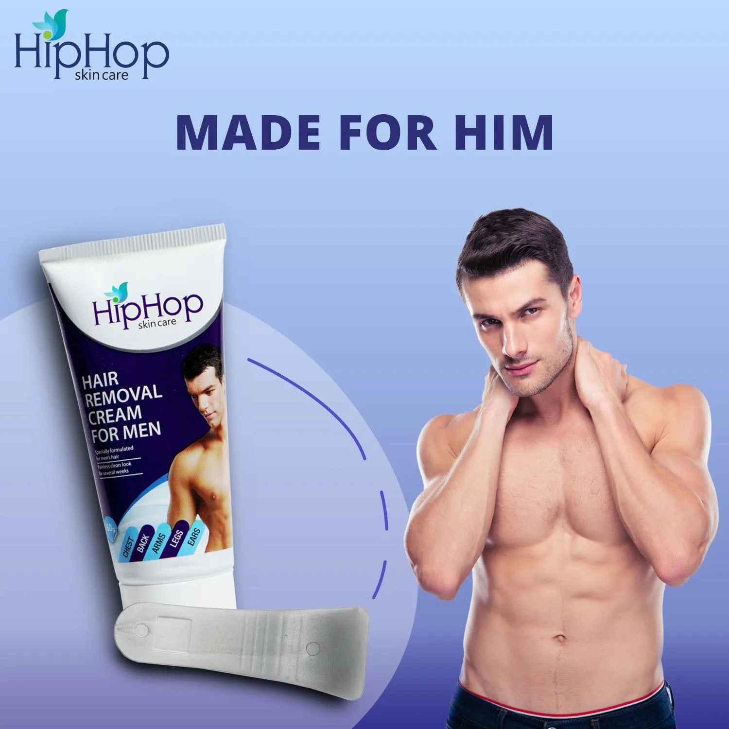 HipHop Bikini & Underarm Wax Strips (Argan Oil, 12 Strips)   Hair Removal Cream for Men (60gm)