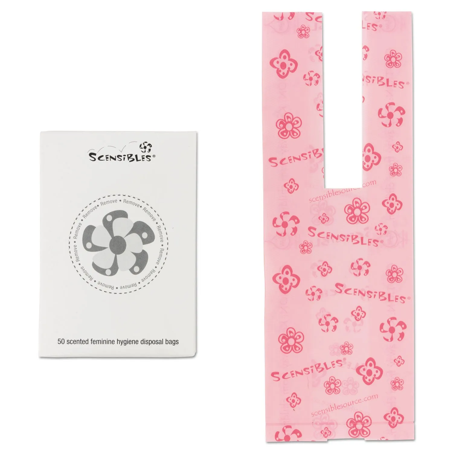 Hospeco Scensibles Personal Disposal Bags, 3.38" X 9.75", Pink, 1,200/Carton - HOSSBX50