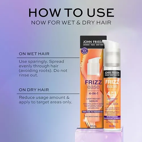 John Frieda Frizz Ease Original Smooth Serum for Frizz-Free Hair, Ideal for Medium to Thick Hair (50 mL)