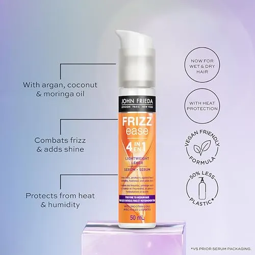 John Frieda Frizz Ease Original Smooth Serum for Frizz-Free Hair, Ideal for Medium to Thick Hair (50 mL)