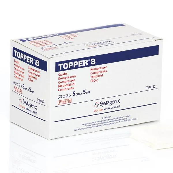 Johnson & Johnson TS8072 Topper 8 Swabs (4 Ply, Sterile) 7.5cm x 7.5cm