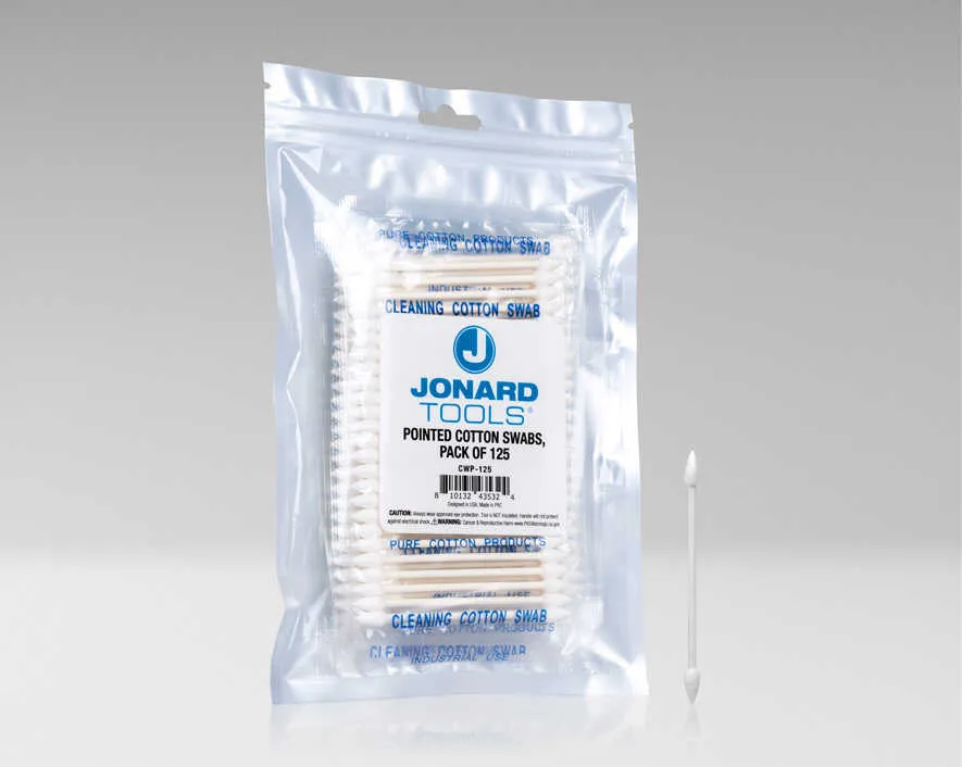 Jonard Tools Pointed Cotton Swabs, Pack of 125, CWP-125