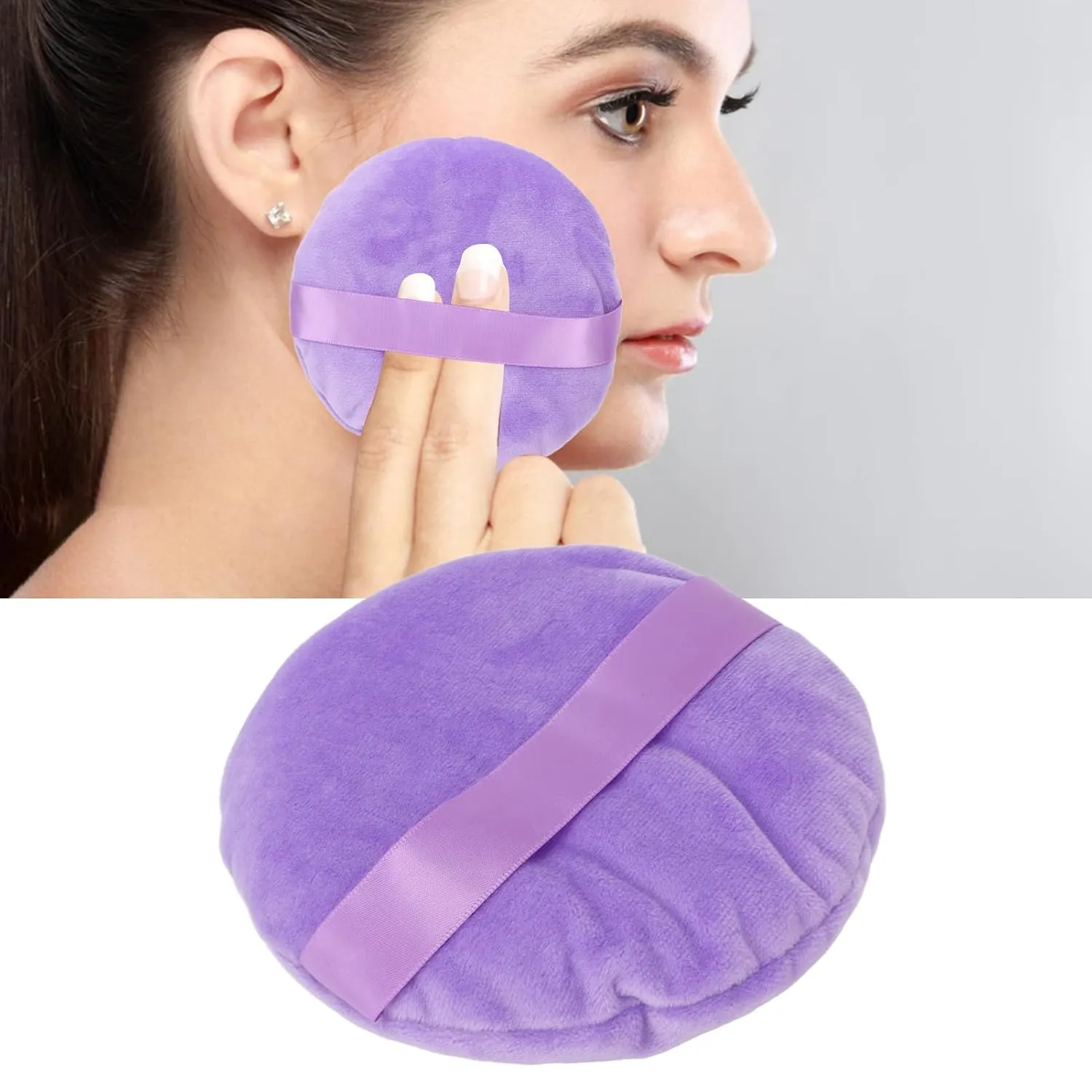 JUOPZKENN Powder Puff,Skin Color Large Round Loose Powder Puff,Wet Dry Use Washable Makeup Powder Puff,Present for Girls Women(Purple)