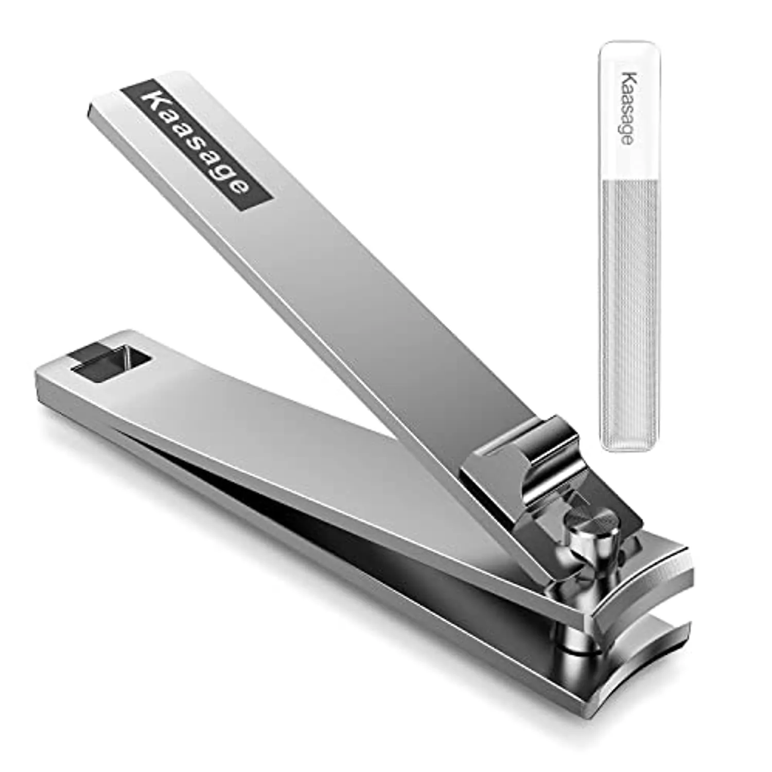 Kaasage Nail Clipper and File - Professional Stainless Steel Heavy Duty Nail Cutter with Ergonomic Long Handle and Sharp Jaw Clip Finger Nails and Thick Toenails Easily, Gift for Adults, Men & Seniors