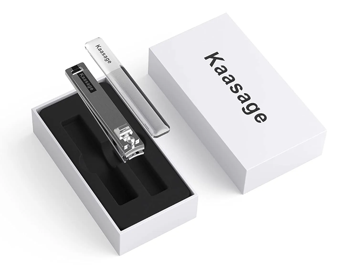 Kaasage Nail Clipper and File - Professional Stainless Steel Heavy Duty Nail Cutter with Ergonomic Long Handle and Sharp Jaw Clip Finger Nails and Thick Toenails Easily, Gift for Adults, Men & Seniors