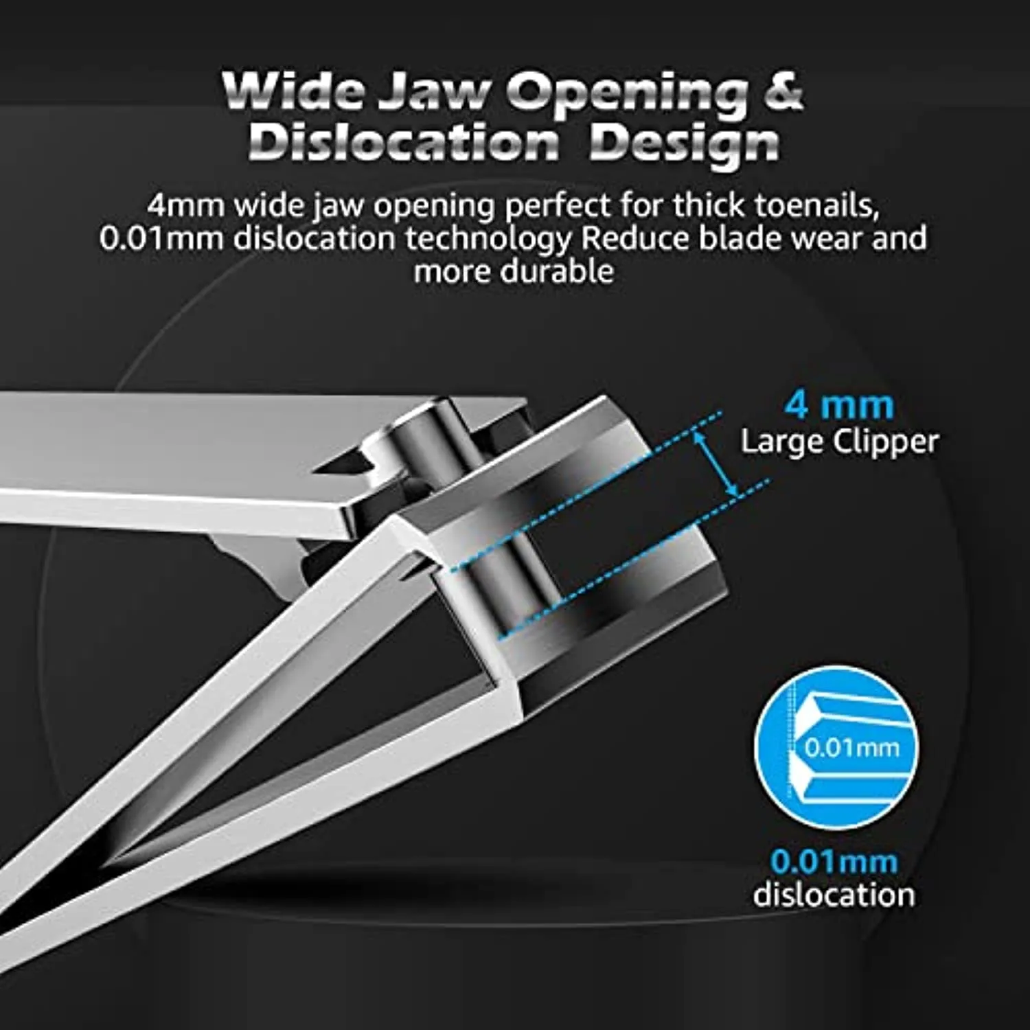 Kaasage Nail Clipper and File - Professional Stainless Steel Heavy Duty Nail Cutter with Ergonomic Long Handle and Sharp Jaw Clip Finger Nails and Thick Toenails Easily, Gift for Adults, Men & Seniors