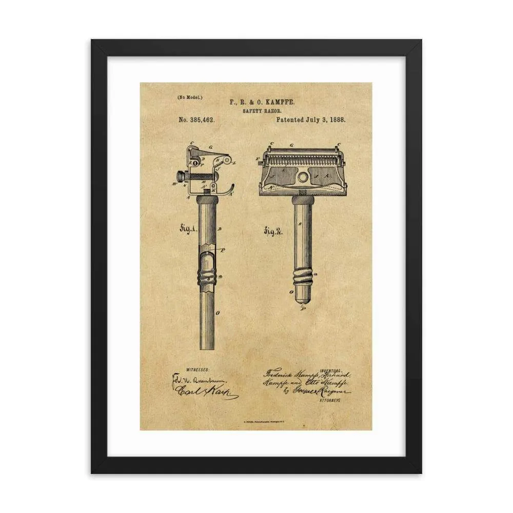 Kampfe Brothers Patent Drawing Framed Print