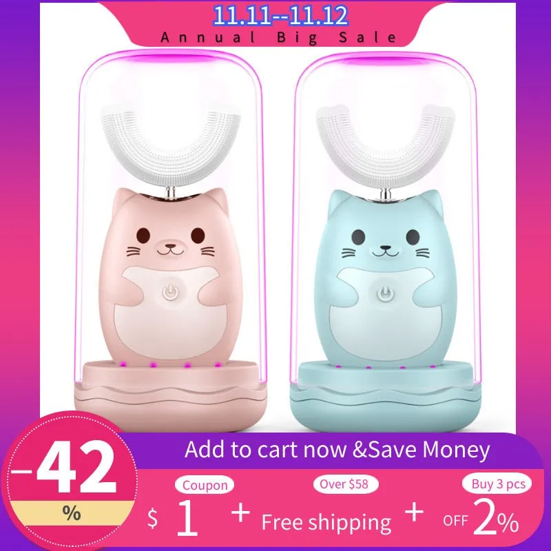 Kid Sonic Rechargeable Electric Toothbrush Automatic 360 degree toothbrush ultrasonic soft silicone electric children toothbrush