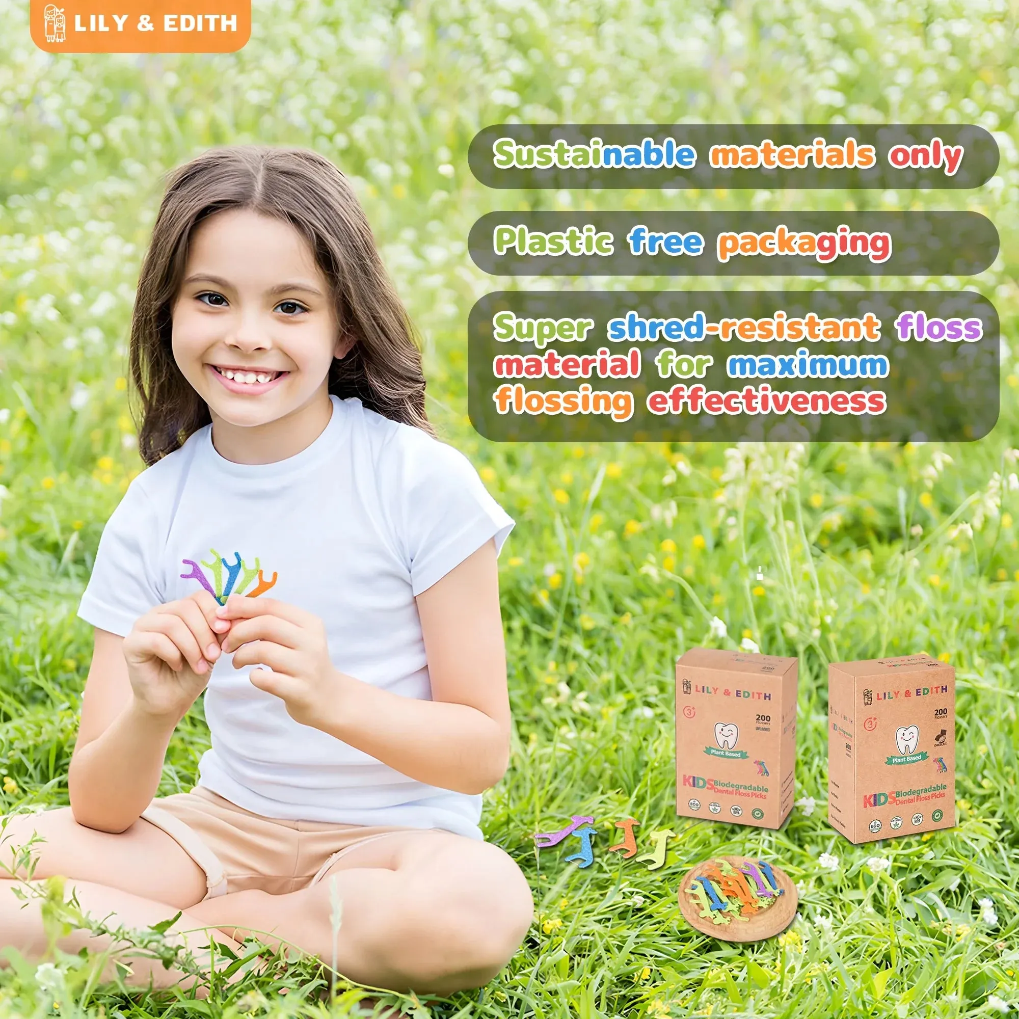 Kids Biodegradable Dental Floss Picks 200 Counts | Chocolate