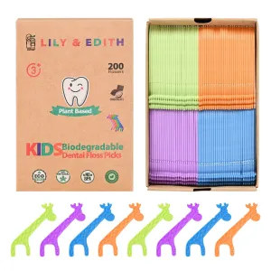 Kids Biodegradable Dental Floss Picks 200 Counts | Chocolate