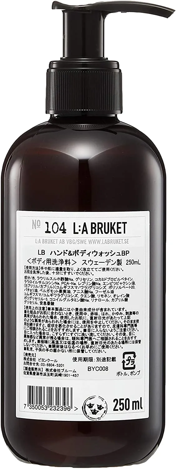 L:A Bruket No. 104 Bergamot/Patchouli Hand and Body Wash - 250 ml
