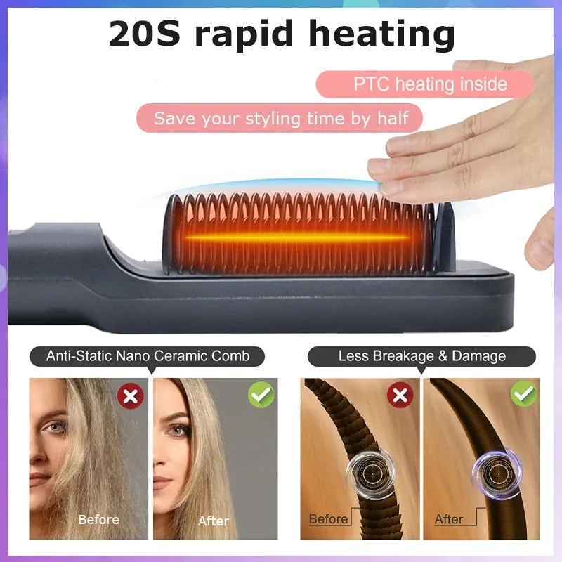 Lady Glams Electric Hot Comb Multi-functional Straight Hair Straightener Comb