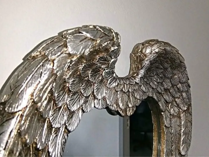 Large Vintage Antique Style Angel Wings Wall Mirror