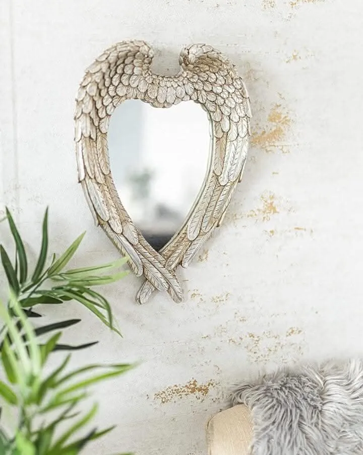 Large Vintage Antique Style Angel Wings Wall Mirror