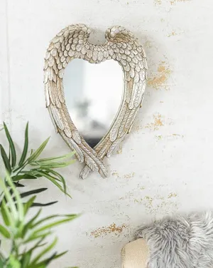 Large Vintage Antique Style Angel Wings Wall Mirror