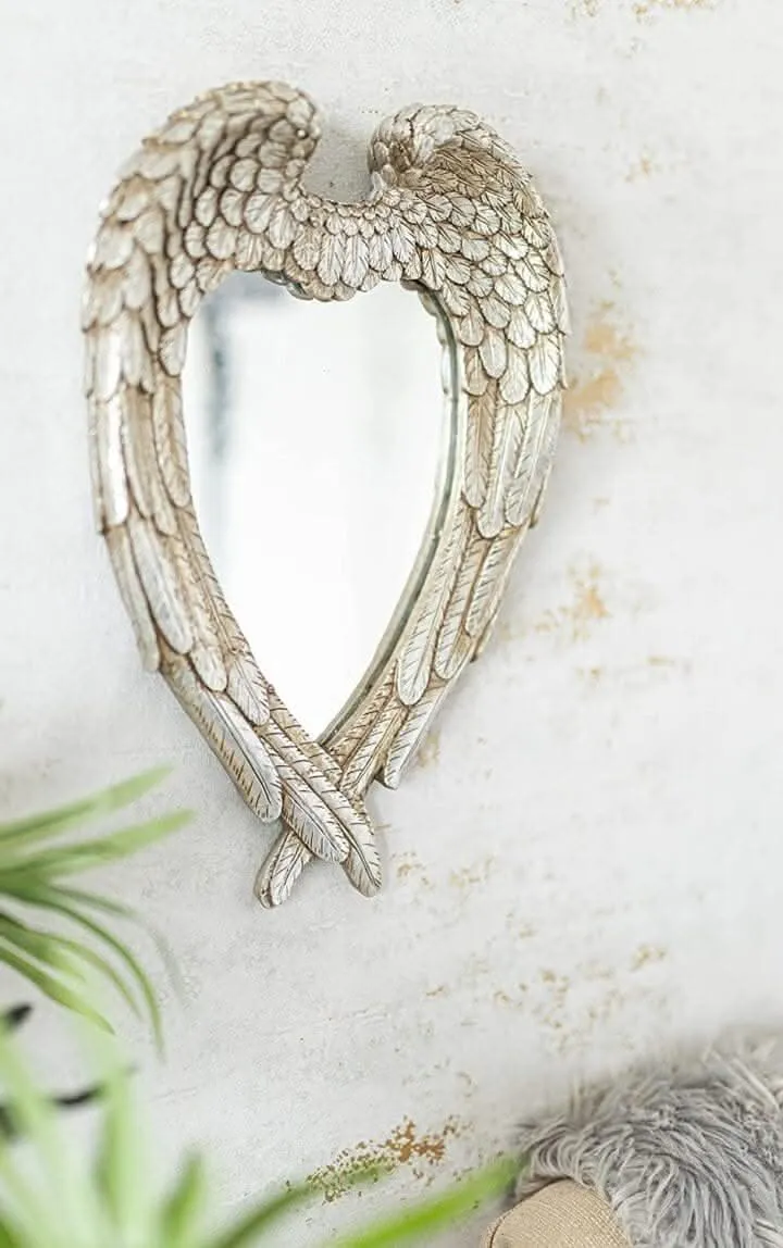Large Vintage Antique Style Angel Wings Wall Mirror