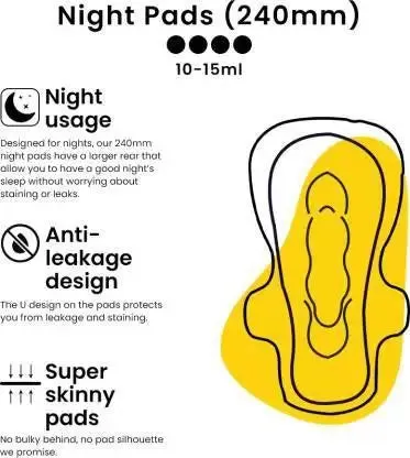 LEMME BE Organic, Biodegradable Sanitary Night Pads/Napkins (21 Pads)