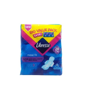 Libresse Feminine Pads Maxi Wing 28cm Big Value Pack 3x14s