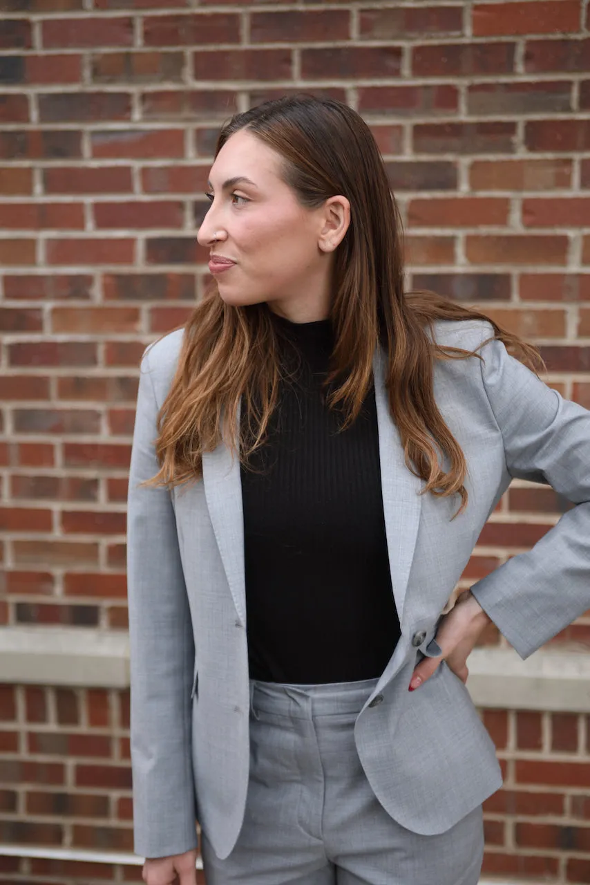 Light Gray Stretch Feminine Cut Premium Suit