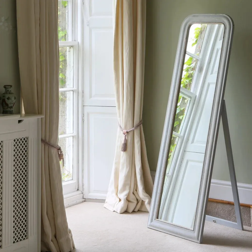 Light Grey Vintage Standing Mirror - 165 cm
