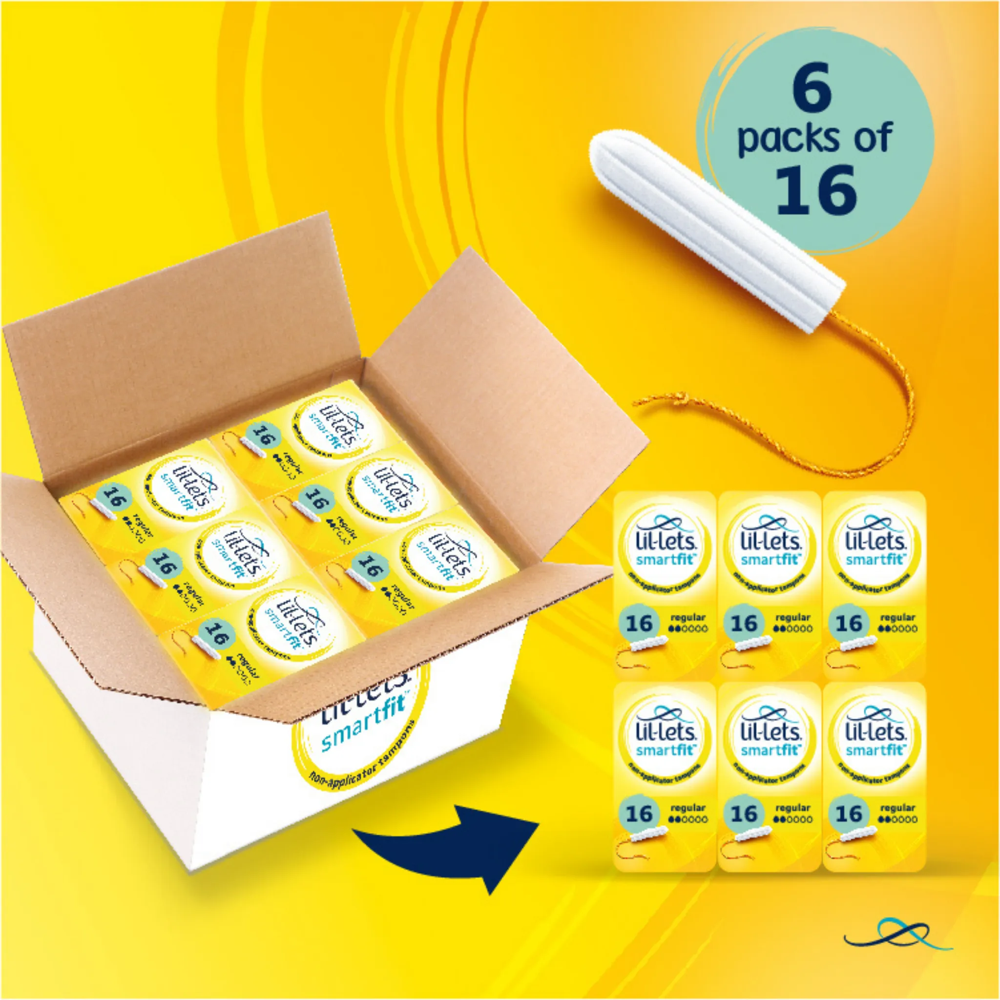 Lil-Lets Non-Applicator Regular Tampons - Mega pack x 96 - Light to Medium Flow