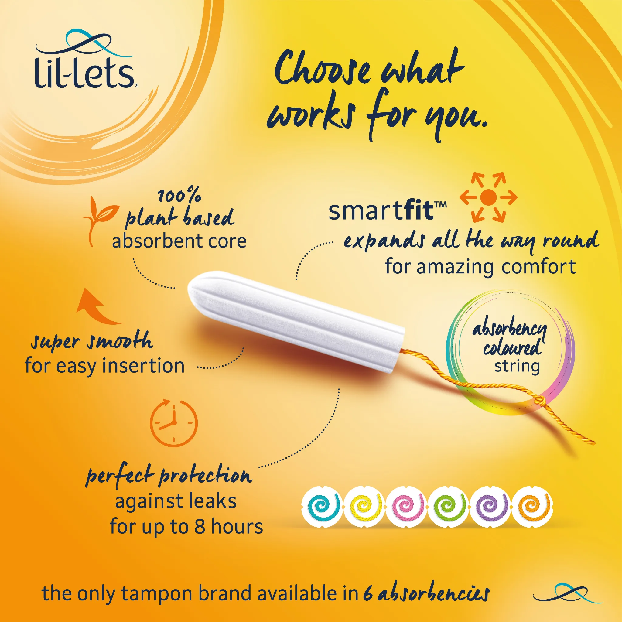 Lil-Lets Non-Applicator Regular Tampons - Mega pack x 96 - Light to Medium Flow
