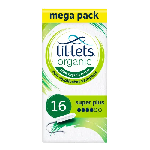 Lil-Lets Organic Non-Applicator Super Plus Tampons - Megapack x 96 - Heavy Flow