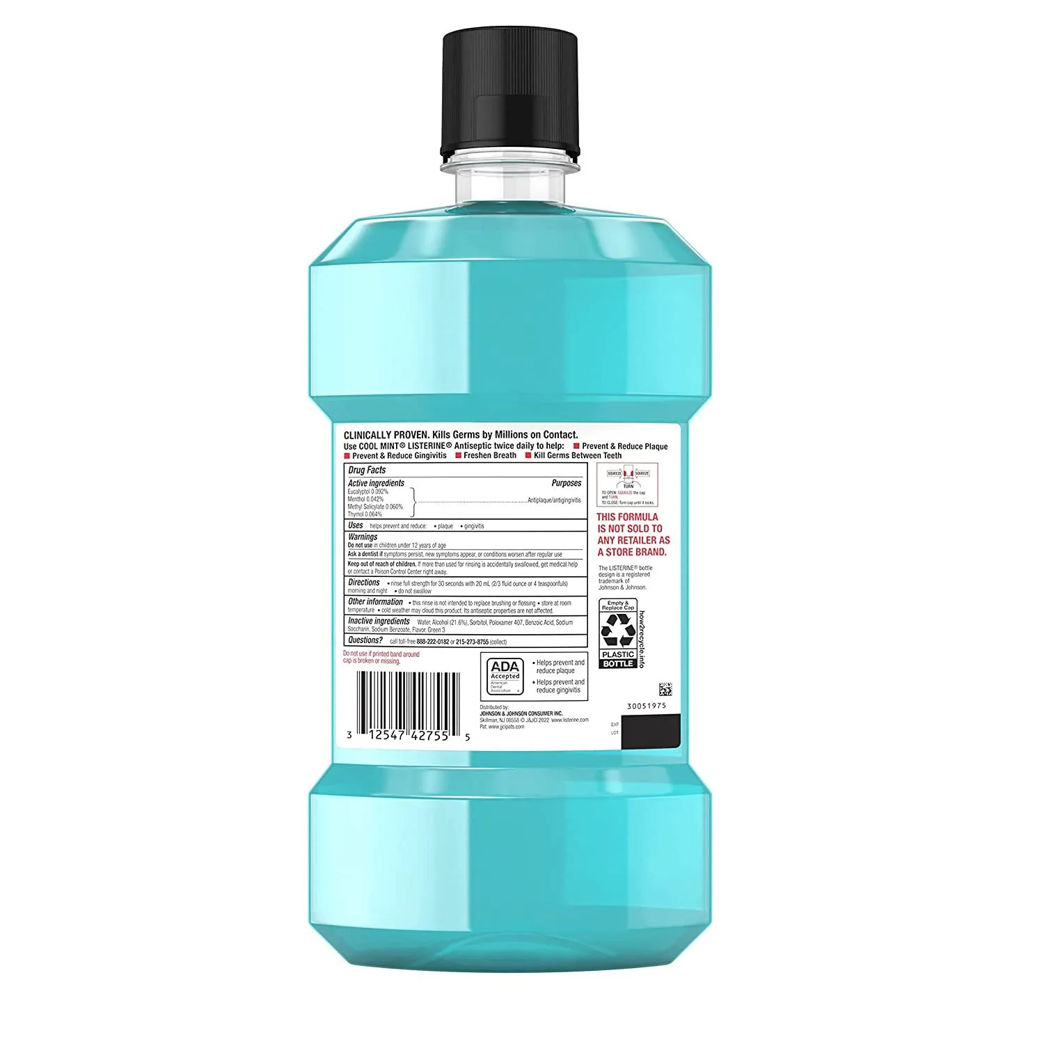 Listerine Antiseptic Mouthwash, Cool Mint, 1.5 Liters