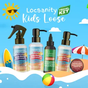 Locsanity Natural Kids Travel Kit, 2-in-1 Shampoo/Conditioner, Deep Conditioner, Hair Oil, Detangler, Gel