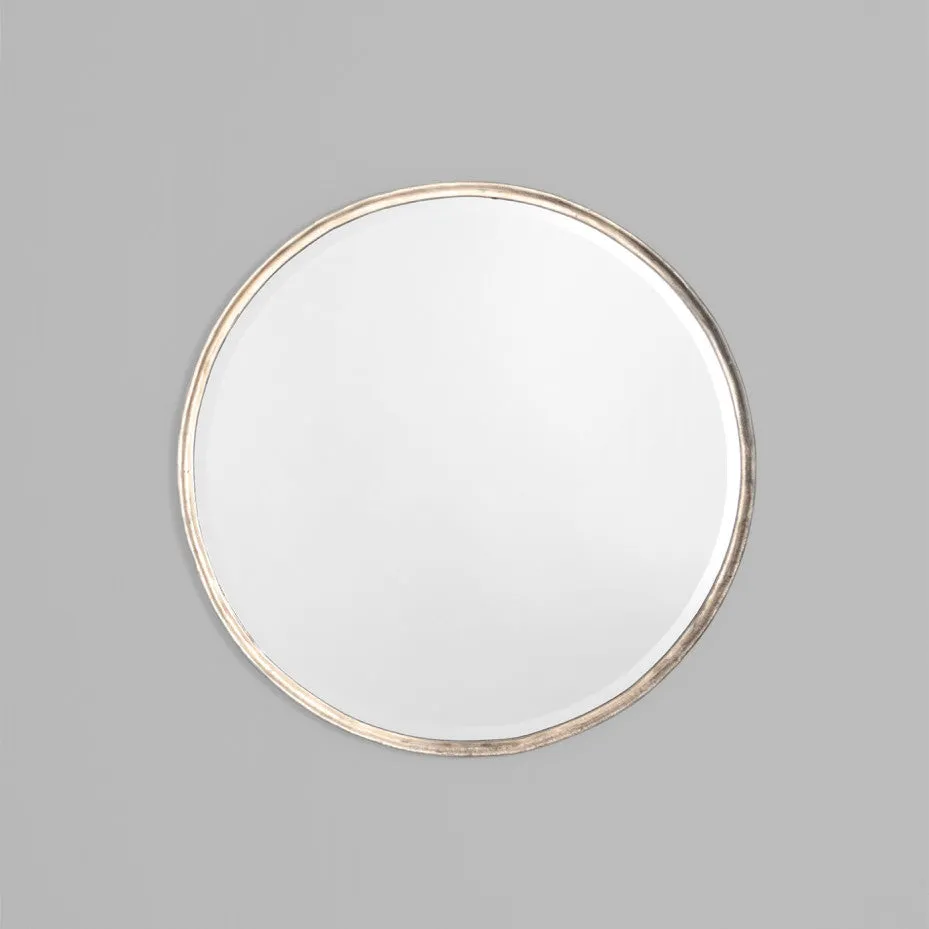 Looking Glass Round Mirror Antique Silver Custom Order 2-8 Weeks