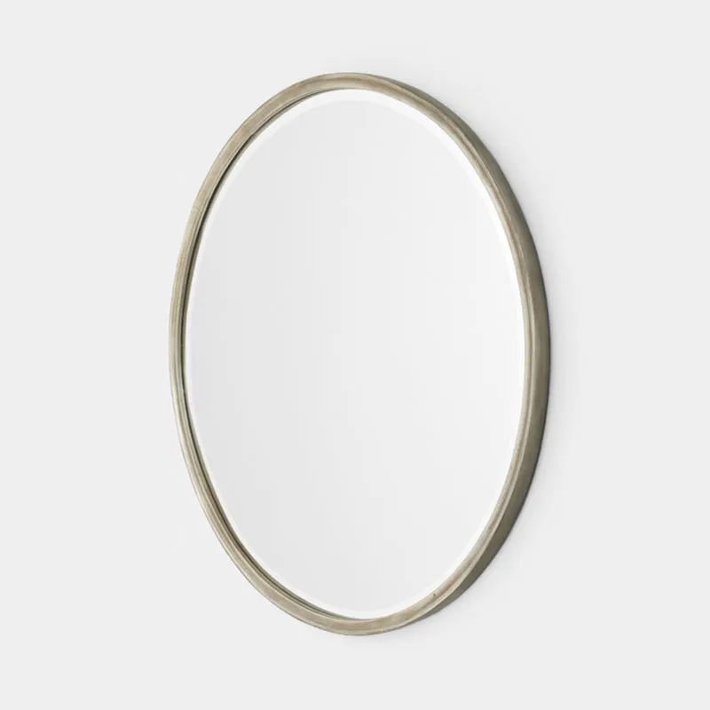 Looking Glass Round Mirror Antique Silver Custom Order 2-8 Weeks