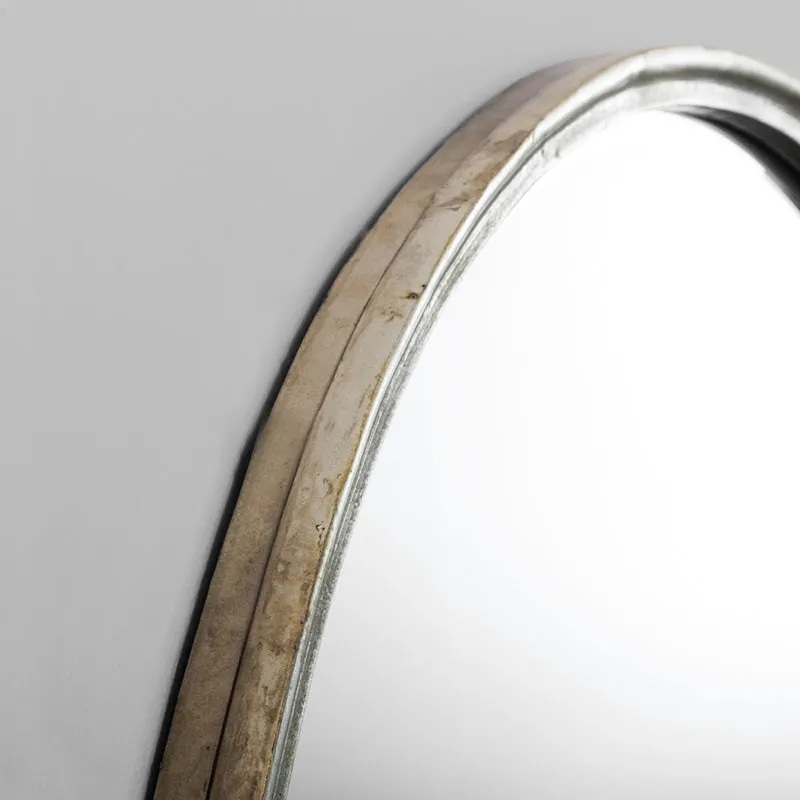 Looking Glass Round Mirror Antique Silver Custom Order 2-8 Weeks