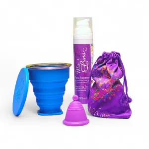 Low Cervix PURPLE Menstrual Cup Kit - Microwave Disinfection