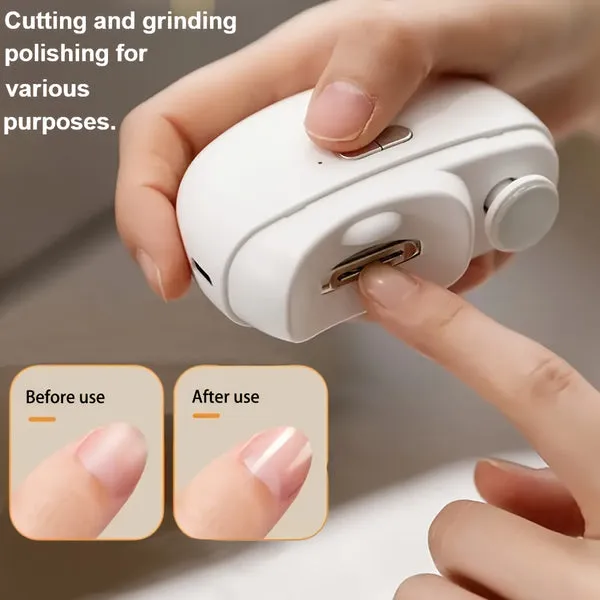 Low Noise Rechargeable 2 in 1 Electric Nail Clipper With LED Light For Suitable for All Ages Nail File Trimmer Grooming Kit