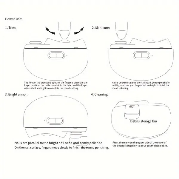 Low Noise Rechargeable 2 in 1 Electric Nail Clipper With LED Light For Suitable for All Ages Nail File Trimmer Grooming Kit