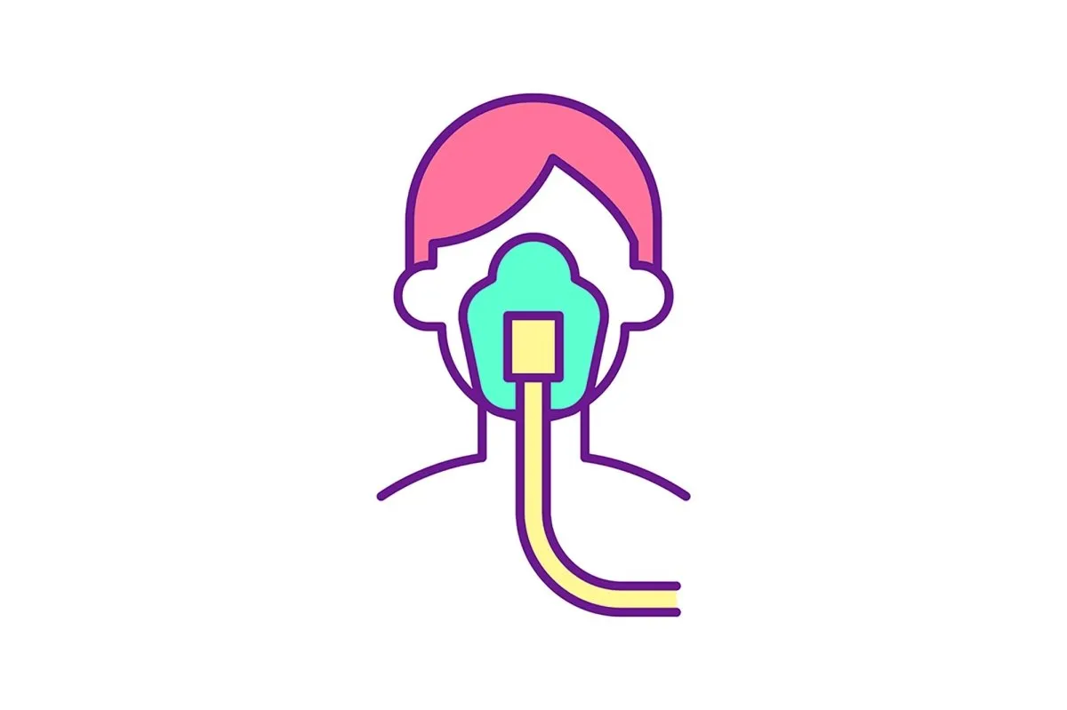 Lungs health care RGB color icons set