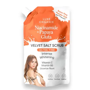 Luxe Organix - Niacinamide   Papaya Gluta Velvet Salt Scrub 300G ( Orange Pouch )