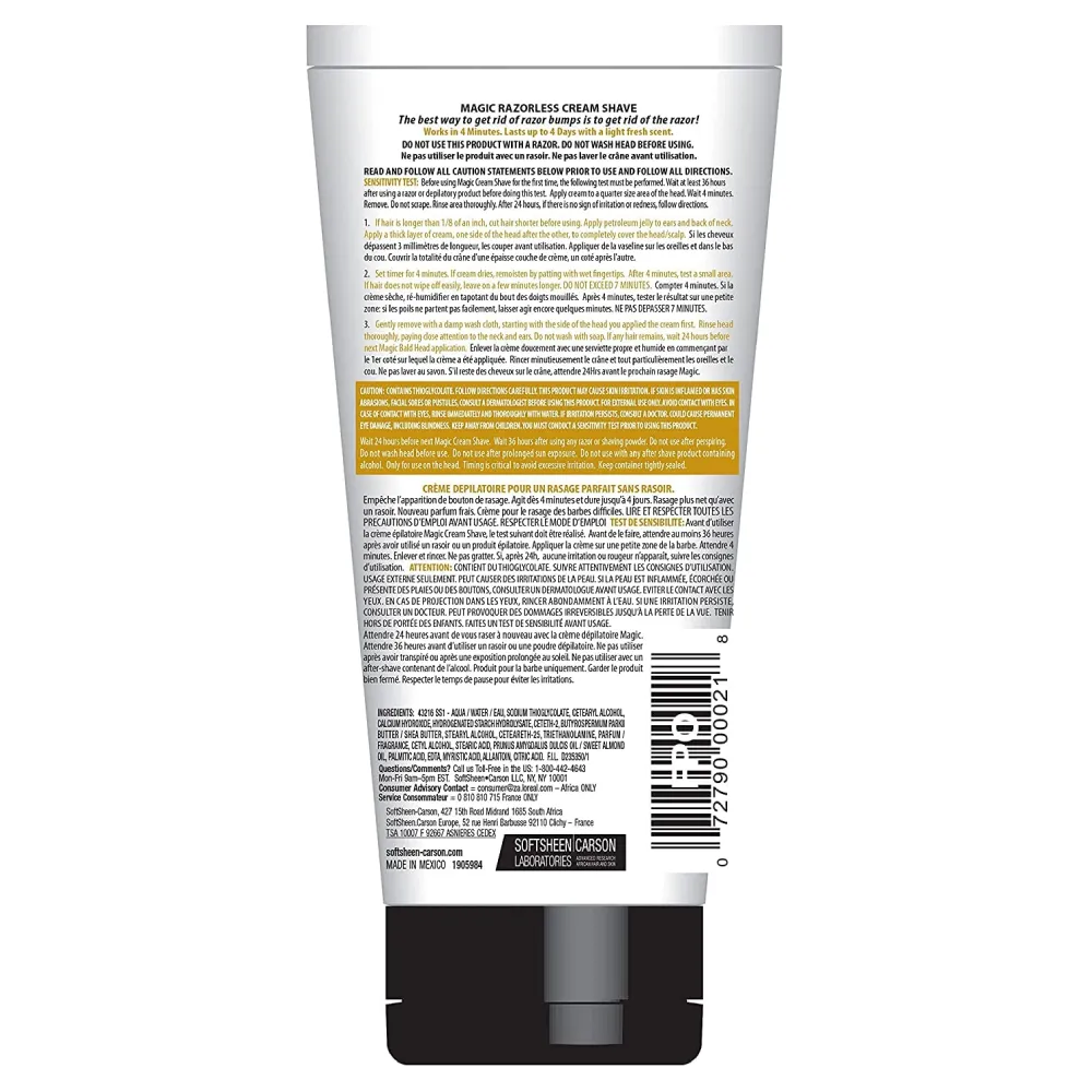 Magic Bald Head Razorless Cream Shave 6 OZ