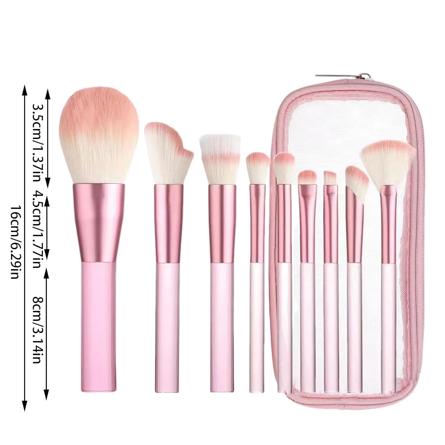 Makeup Brush Set with Organizer Bag, 9 Pcs Premium Synthetic Powder Foundation Brush,Eyeliner Blending Eyeshadow Contour Concealer Brushes,Gifts for Women