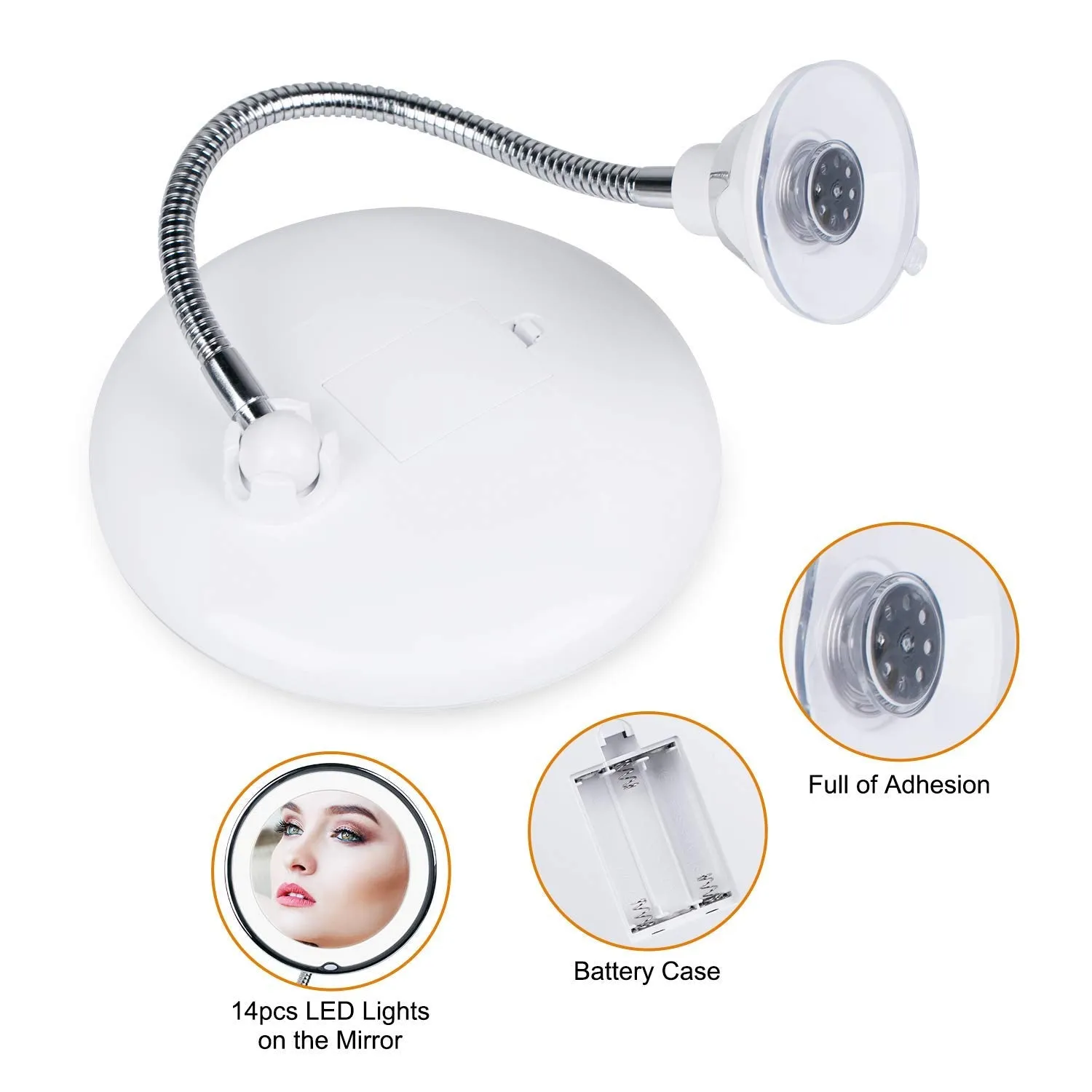 Makeup Mirror Lights with Gooseneck Mirror, 10x Magnifying