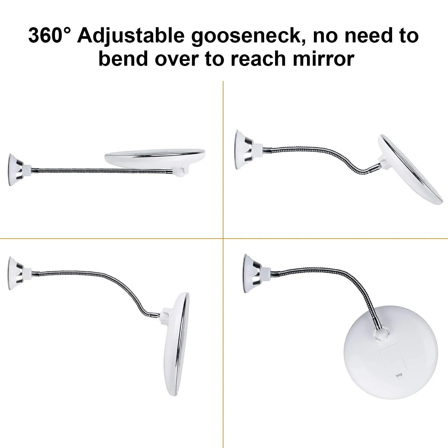 Makeup Mirror Lights with Gooseneck Mirror, 10x Magnifying