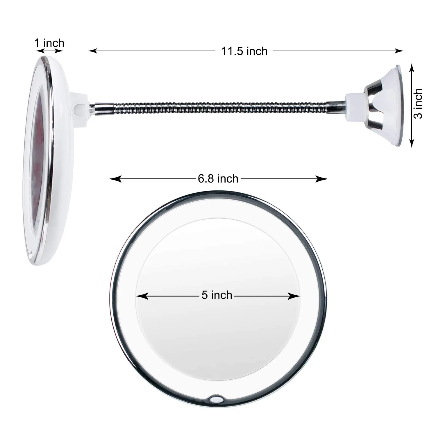 Makeup Mirror Lights with Gooseneck Mirror, 10x Magnifying